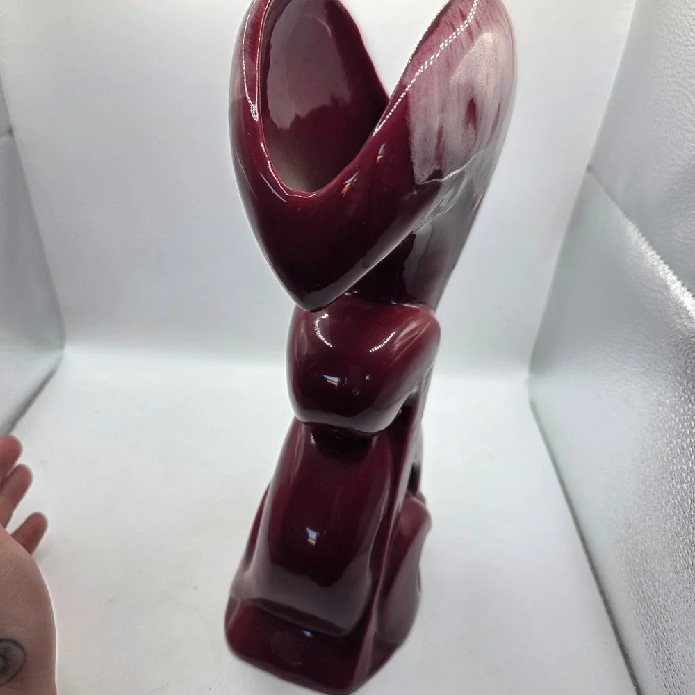Vintage Royal Haeger 933 USA Oxblood Burgundy White Drip Glaze MCM Art Pottery